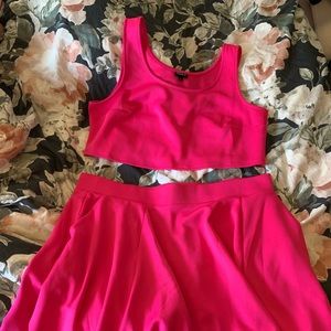 Torrid crop top two piece dress in hot pink